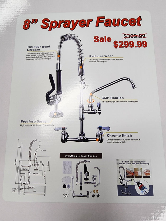 New Sprayer Faucet 8" 25" Sprayer - Falcon Restaurant Supply - 1