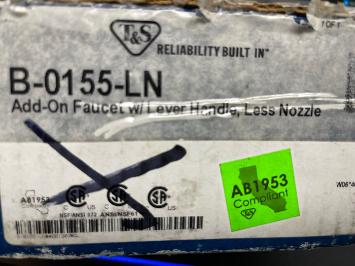 New T&S B-0155-LN Add on Sink Faucet with Lever Handle