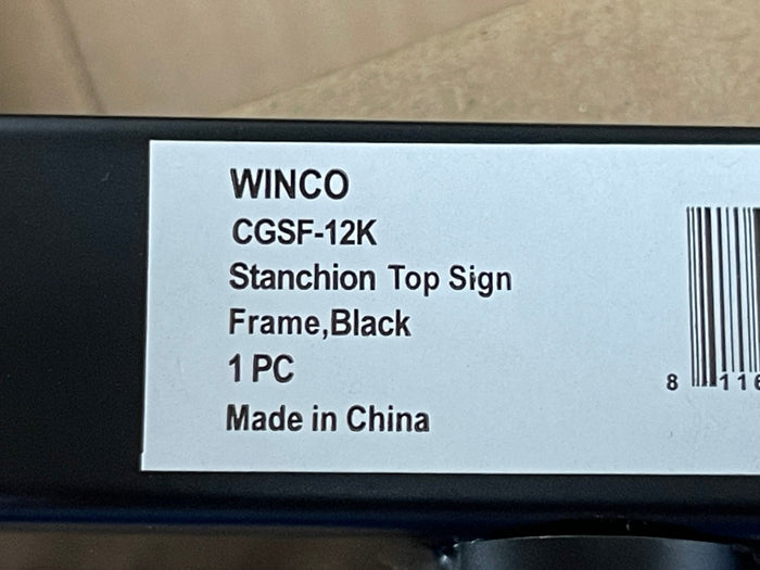 New Winco CGSF - 12K Black Stainless Steel Stanchion Top Sign Frame - Falcon Restaurant Supply - 5