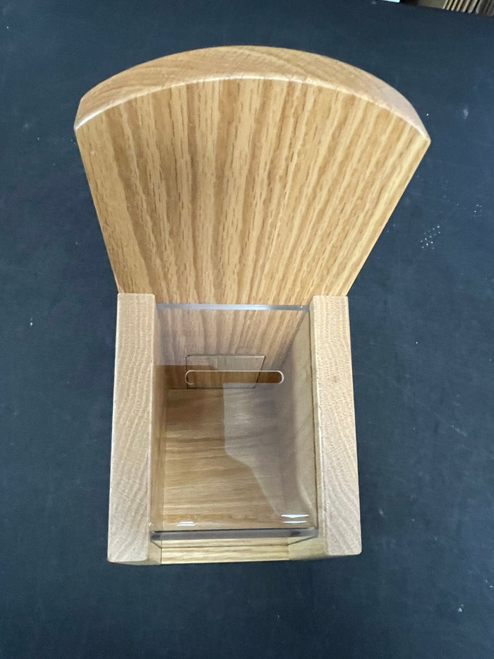 New Wooden Donation Tip Collection Container Box with Lock and Clear View Window - Falcon Restaurant Supply - 2