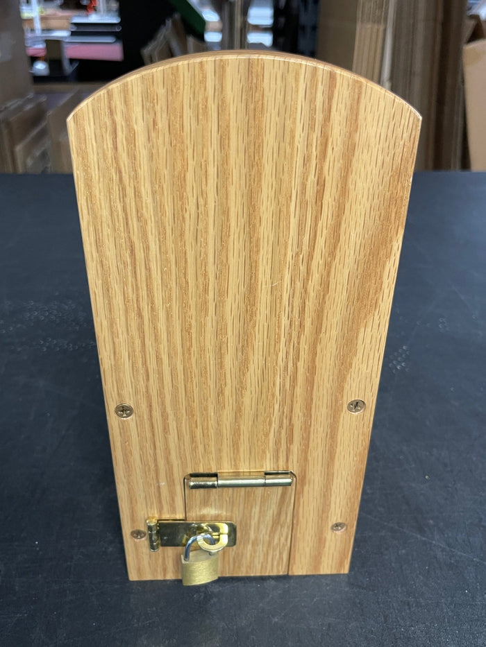 New Wooden Donation Tip Collection Container Box with Lock and Clear View Window - Falcon Restaurant Supply - 4