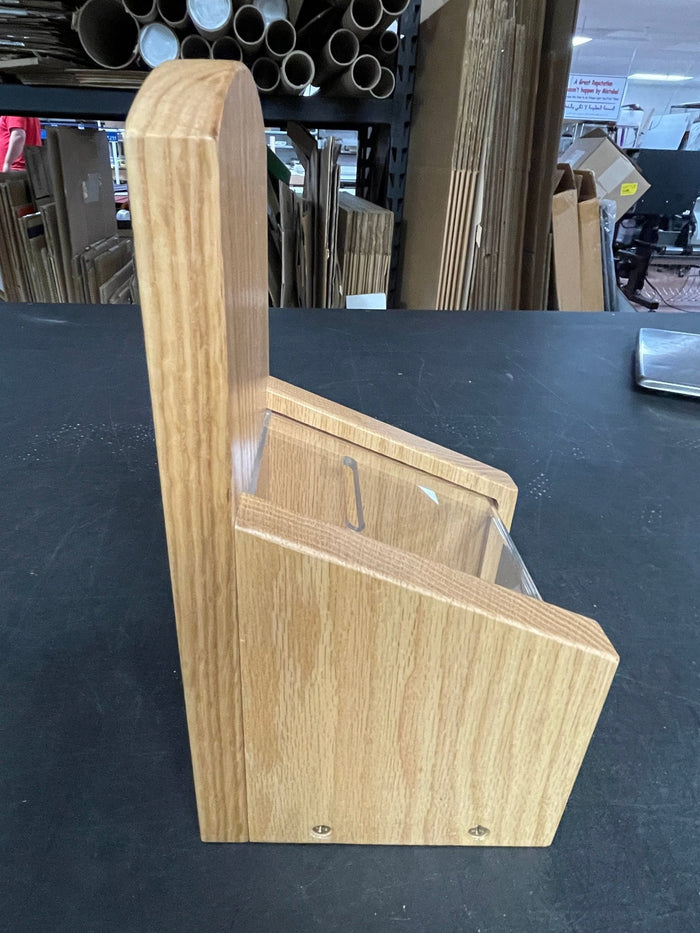 New Wooden Donation Tip Collection Container Box with Lock and Clear View Window - Falcon Restaurant Supply - 6
