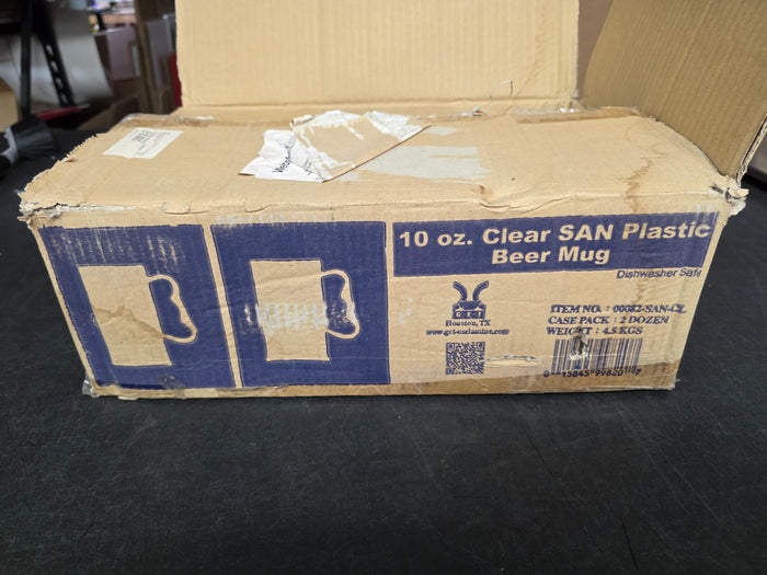 Old Stock GET Enterprises 00082-SAN-CL Plastic 10oz Beer Mugs - 2 Dozen/Case