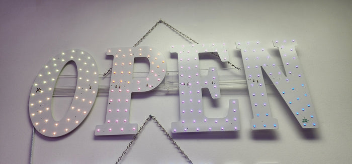 Open Medium Size LED Sign - RGBW WAVE EFFECT, 14X40" - Falcon Restaurant Supply - 1