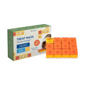 Pawzler Treat Maze interactive dog puzzle with orange sliding tile grid next to its packaging box