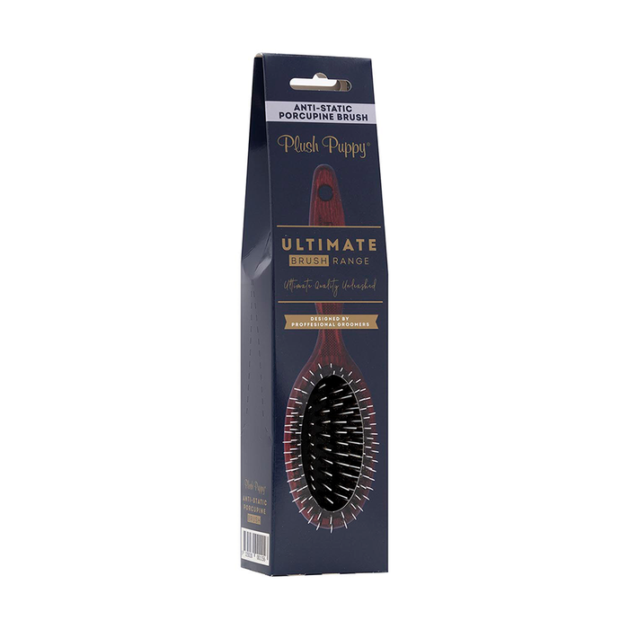Plush Puppy Ultimate Anti-Static Porcupine Brush retail packaging box, side view