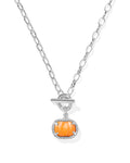 PUMPKIN LINK AND CHAIN NECKLACE SILVER ORANGE MOTHER OF PEARL