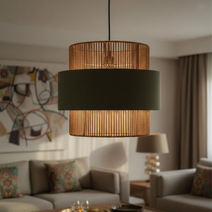 Raffia Olivo Weave Chandelier