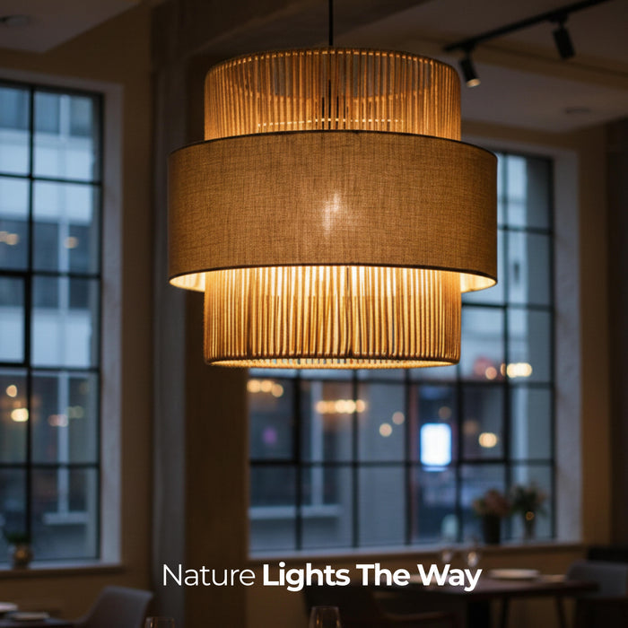 Raffia Olivo Weave Chandelier