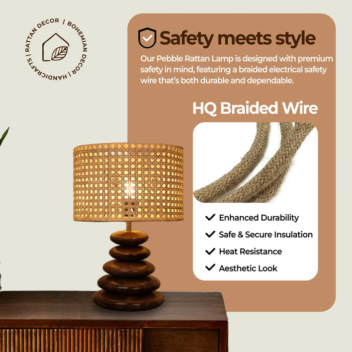 Rattan Pebble Lamp - Crafted for Calm.
