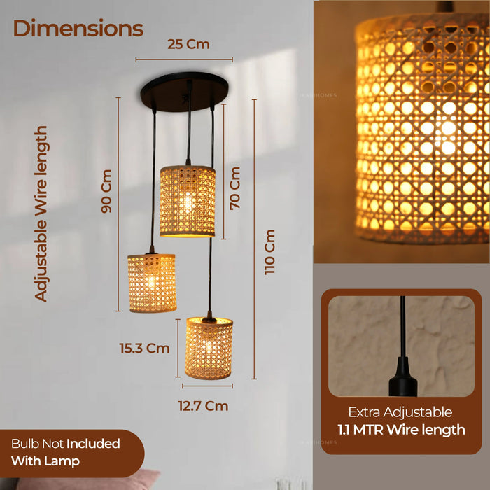 Rattan Woven Hanging Lamp Chandelier