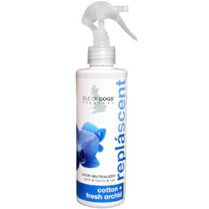 Isle of Dogs Repláscent Odour Neutraliser spray bottle, Cotton + Fresh Orchid scent