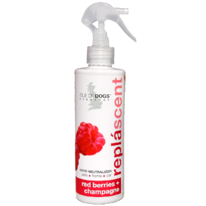 Isle of Dogs Repláscent Odour Neutraliser spray bottle, Red Berries + Champagne scent