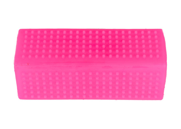 Pink textured silicone grooming brush block for removing loose pet hair