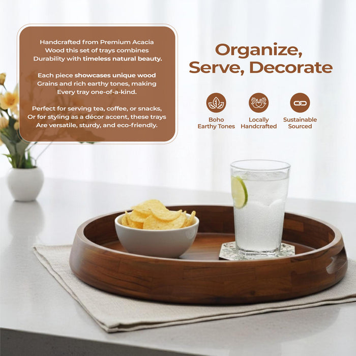 Rustique Boho Premium Acacia Tray 15 in