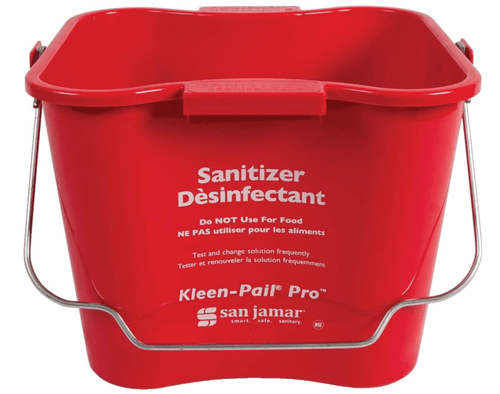 San Jamar Kleen - Pail Pro Sanitizer Pail Cleaning Bucket with Bail Handle, 6 Quarts, Red - Falcon Restaurant Supply - 1