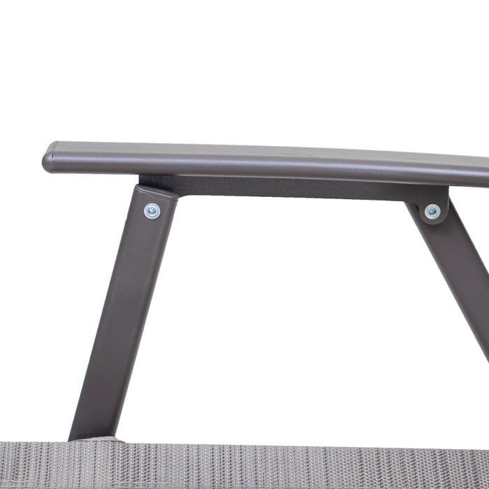 Set of Four 35" Brown Steel Sling Outdoor Folding Arm Chairs