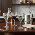 Set of Four Clear and Blue Swirl Acrylic Stemmed All Purpose Wine Glass