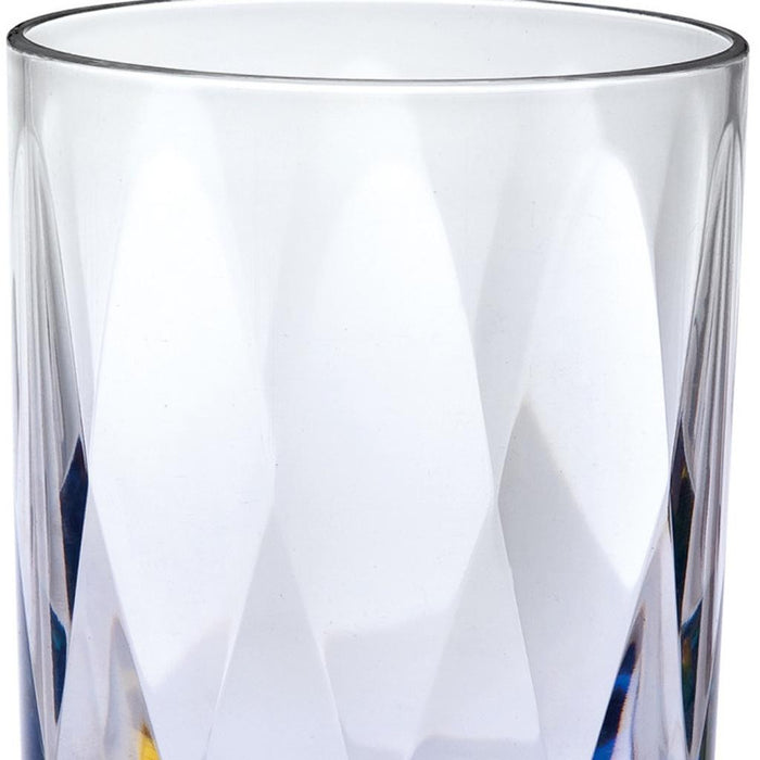 Set of Four Clear and Rainbow Geometric Acrylic Stemmed All Purpose Wine Glasses