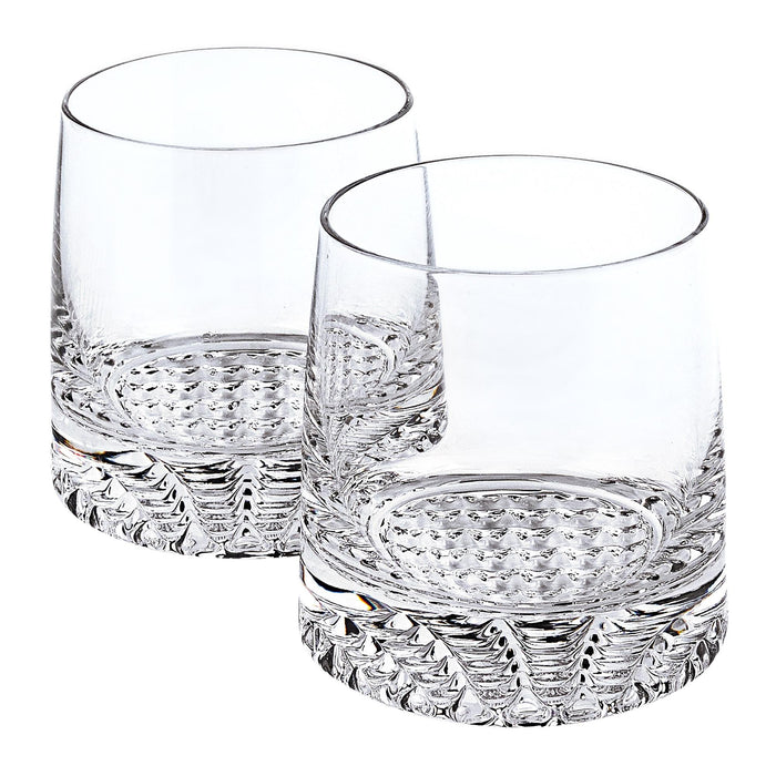 Set of Four Clear Crystal Glass Convex Curve Shape Stemless Decanter