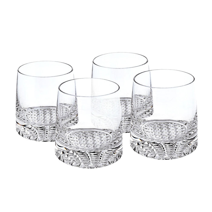 Set of Four Clear Crystal Glass Convex Curve Shape Stemless Decanter