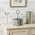 Set of Four Clear Galvanized Metal And Glass Decorative Bottle