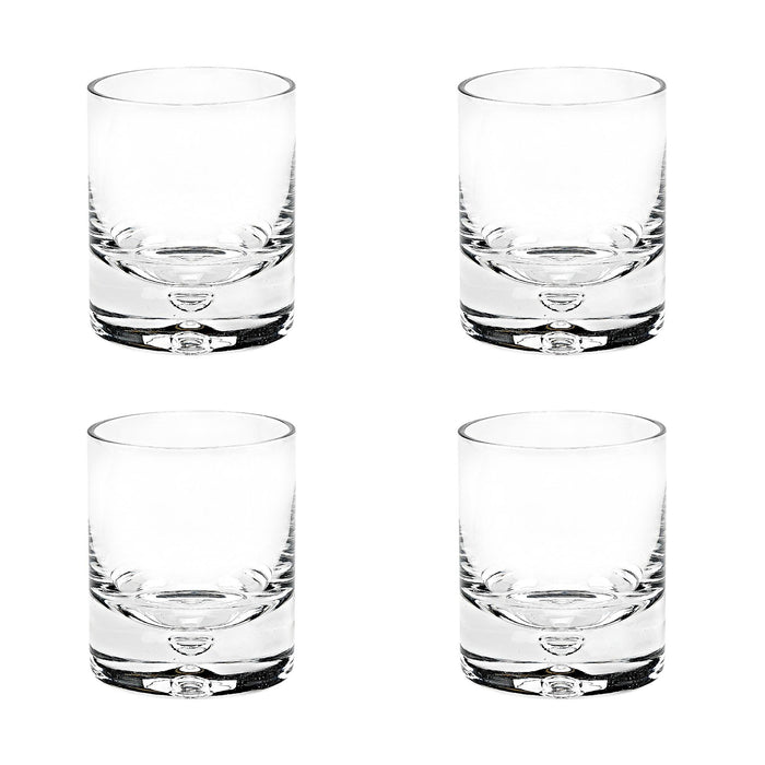 Set of Four Clear Mouth Blown Crystal Old Fashion Glasses