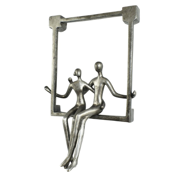 Set of Three Black Pewter And Bronze Resin People Tabletop Sculpture