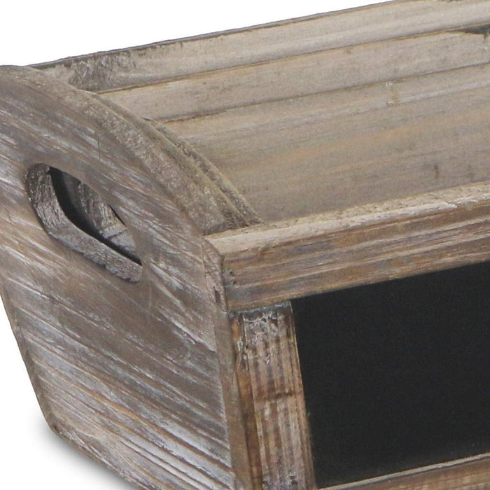 Set of Three Brown Wood Rectangular Distressed Planter Boxes