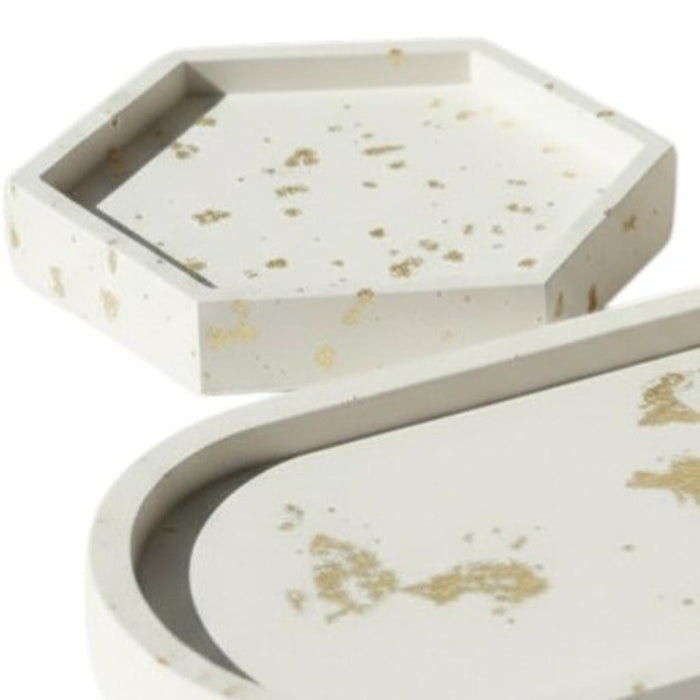Set of Three Gold And White Resin Handmade Trinket Trays