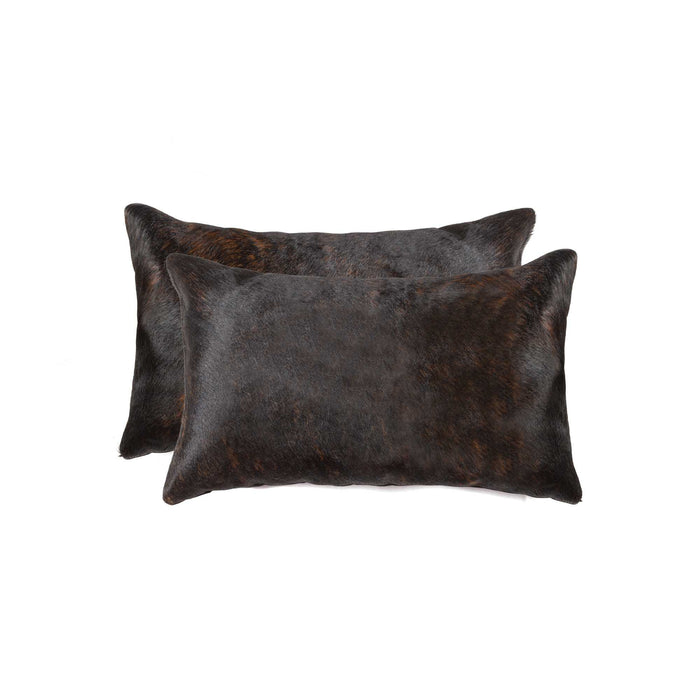 Set of Two 12" X 20" Chocolate Cowhide Cowhide Throw Pillows