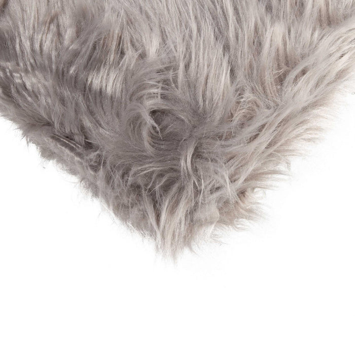 Set of Two 12" X 20" Gray Faux Fur Throw Pillows
