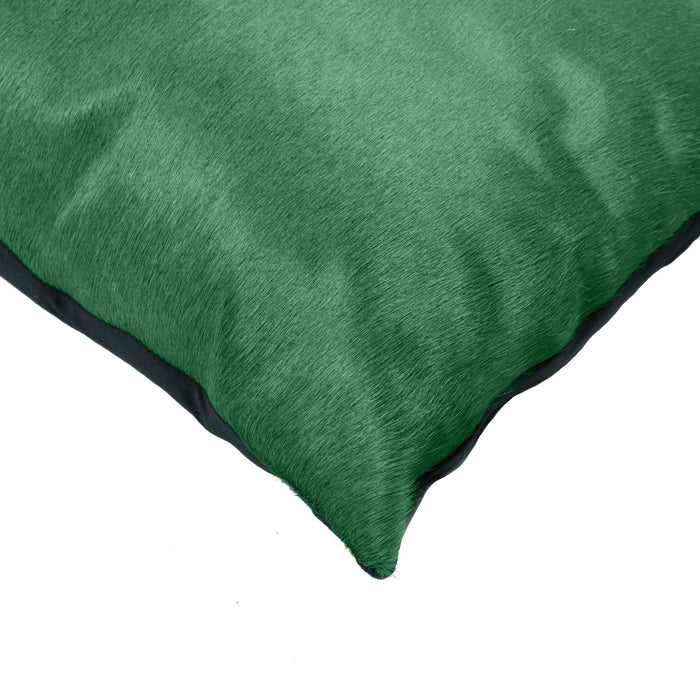 Set of Two 12" X 20" Green Cowhide Throw Pillows
