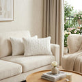 Set of Two 12" X 20" Ivory Faux Fur Throw Pillow
