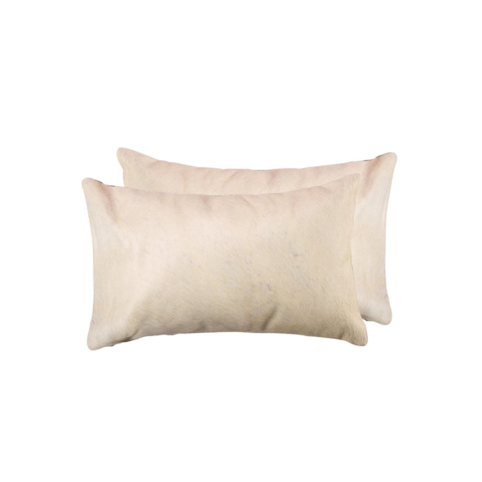 Set of Two 12" X 20" Natural Cowhide Throw Pillow