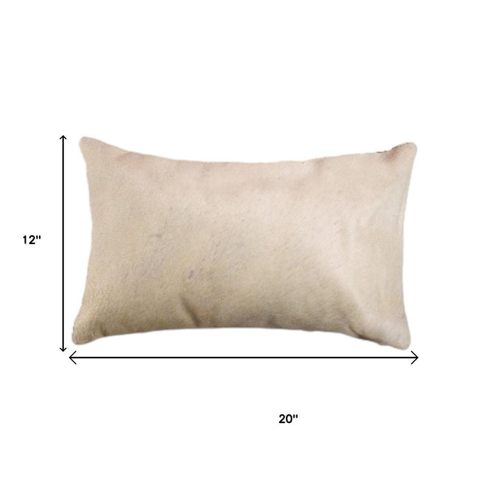 Set of Two 12" X 20" Tan Cowhide Throw Pillows