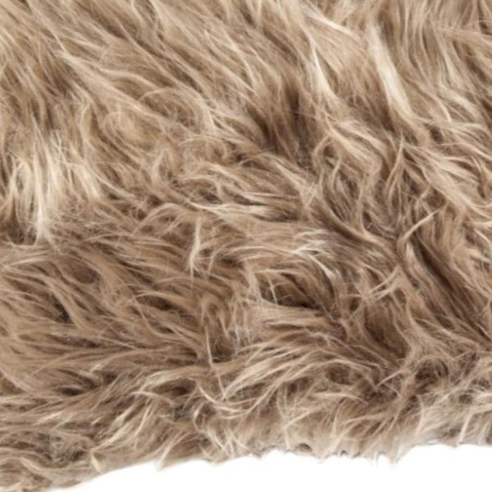 Set of Two 12" X 20" Tan Faux Fur Throw Pillows