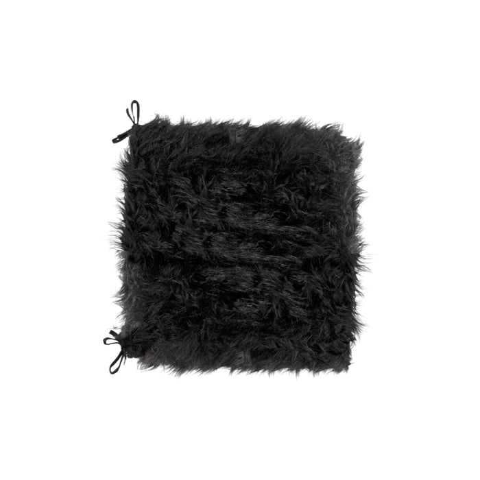 Set of Two 16" X 2" Black Faux Fur Chair Pads