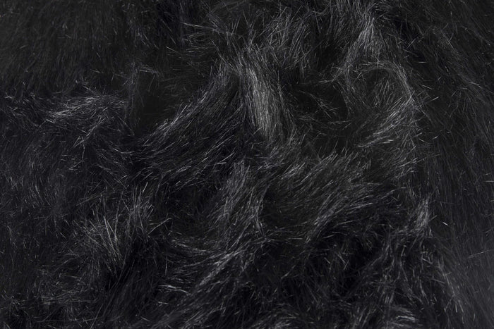 Set of Two 16" X 2" Black Faux Fur Chair Pads