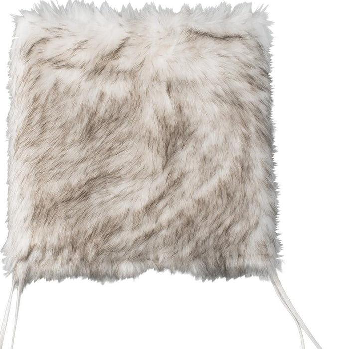Set of Two 17" Ivory and Brown Faux Fur Dining Chair Pads