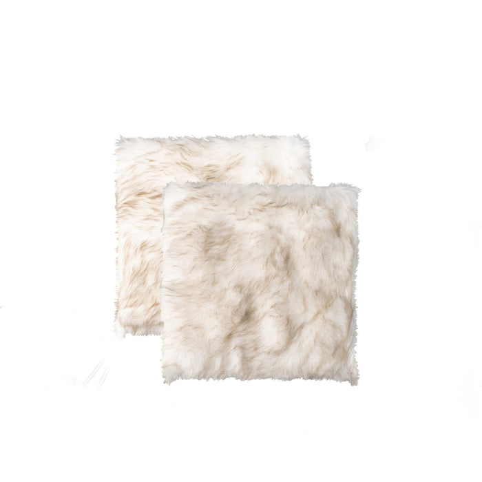 Set Of Two 17" X 17" Gradient Tan Faux Fur Dining Chair Pad