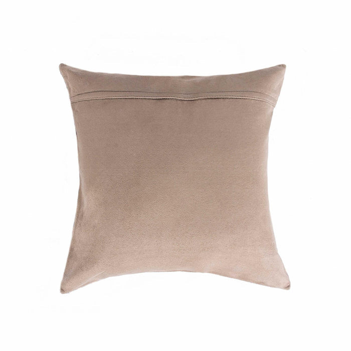 Set of Two 18" Brown And White Cowhide Throw Pillows