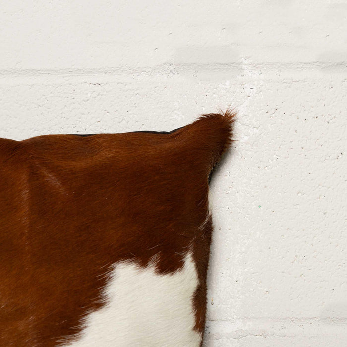 Set of Two 18" Brown And White Cowhide Throw Pillows