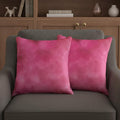Set of Two 18" Fuchsia Cowhide Throw Pillows