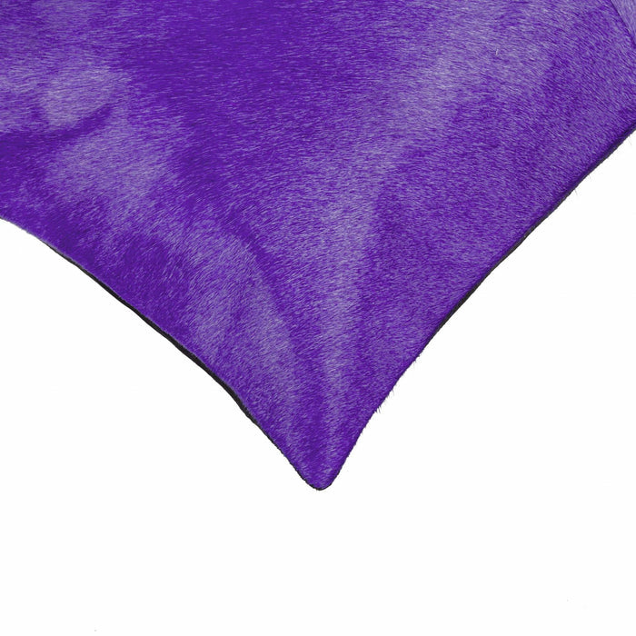 Set of Two 18" Purple Cowhide Throw Pillows