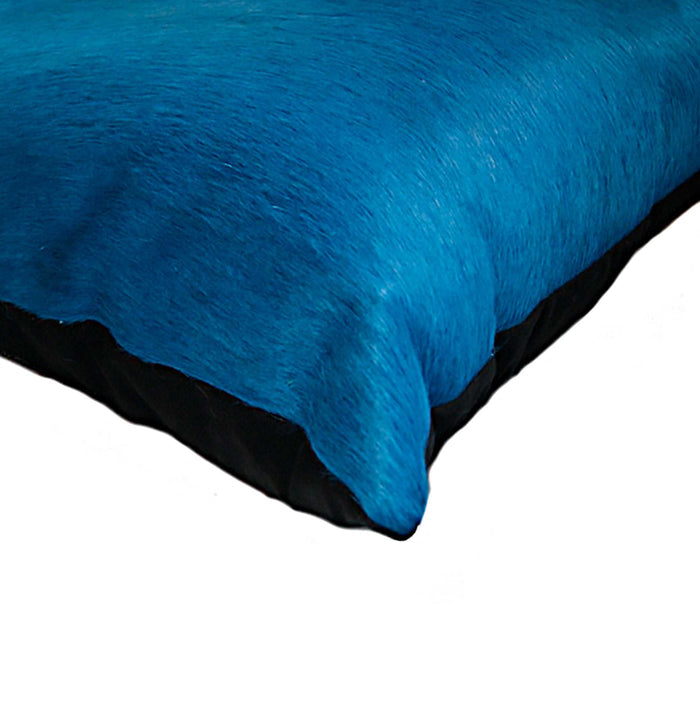 Set of Two 18" Royal Blue Cowhide Throw Pillows