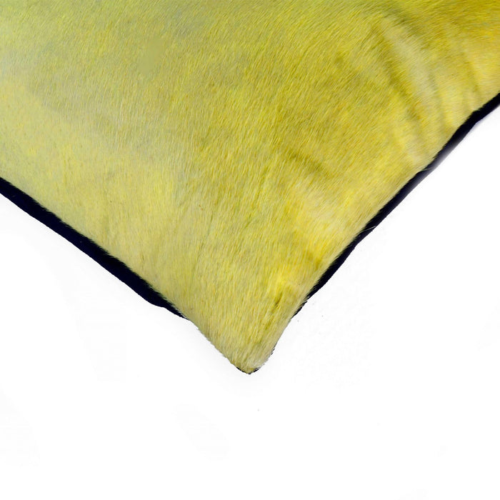 Set of Two 18" Yellow Cowhide Throw Pillows
