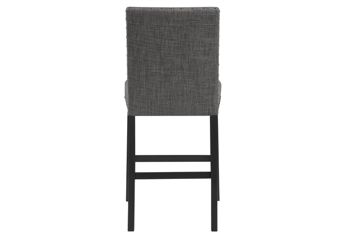 Set of Two 26" Gray And Black Fabric And Wood Counter Height Bar Chairs