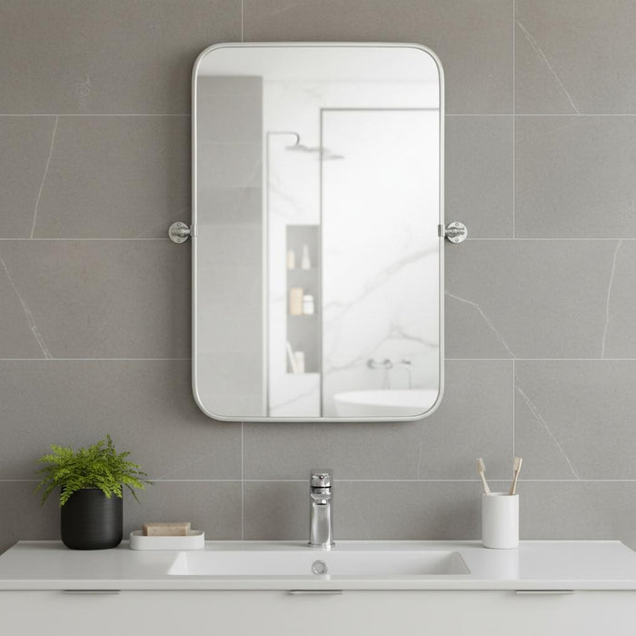 Set of Two 32" Silver Metal Framed Accent Mirrors