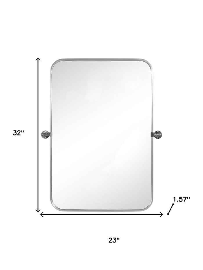 Set of Two 32" Silver Metal Framed Accent Mirrors